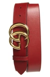 Gucci Gg Marmont Thin Belt With Shiny Buckle In Red