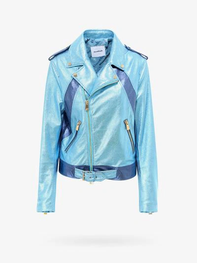 Coco Cloude Metallised Leather Jacket - Atterley In Blue
