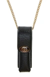 Gucci Porte Rouges Leather Lipstick Holder In Nero