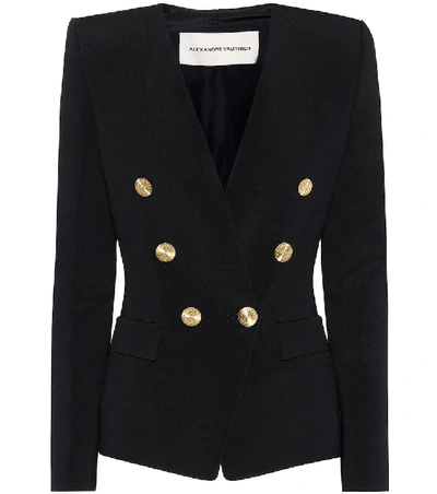 Alexandre Vauthier V Neck Double Breasted Knitted Blazer Jacket - 黑色 In Black