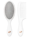 T3 Detangle Duo Detangling Brush And Shower Comb Set In N,a