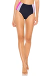 L*space Portia Girl High Waist Bikini Bottoms In Midnight Blue  Lilac & Bright Fuchsia