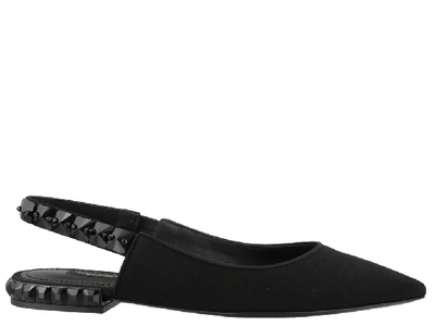Dolce & Gabbana Lori Blck Ryon & Leather Slingback Shoes In Black