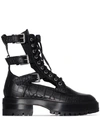 AMIRI SNAKE-EMBOSSED CUT-OUT COMBAT BOOTS