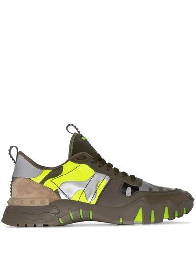 VALENTINO GARAVANI GARAVANI ROCKRUNNER CAMOUFLAGE-PRINT LEATHER SNEAKERS