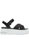 Miu Miu Crystal-embellished Satin Platform Sandals In Black