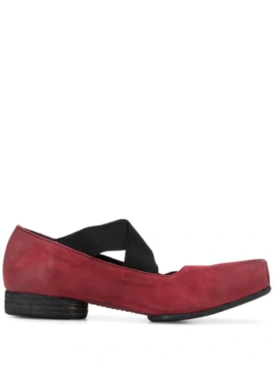 Uma Wang Leather Square-toe Ballerina Shoes In Red