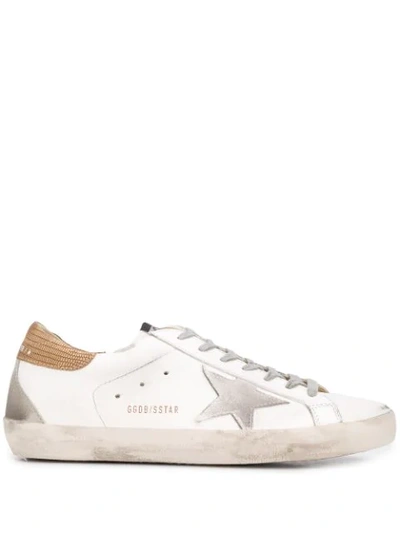 Golden Goose Distressed Superstar Sneakers In White,beige