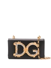 Dolce & Gabbana Dg Girls Leather Phone Bag In Black