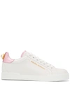 Dolce & Gabbana Portofino Leather Low-top Sneakers With Lateral Lettering Logo In White