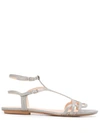 CHIE MIHARA SIDE BUCKLED SNAKESKIN-EFFECT SANDALS