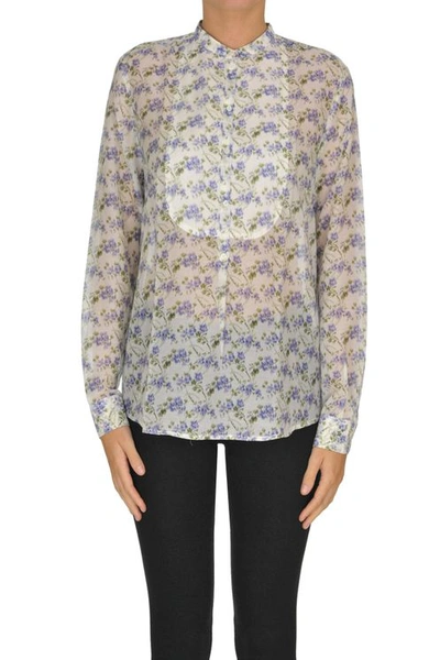 Massimo Alba Flower Print Shirt In Purple