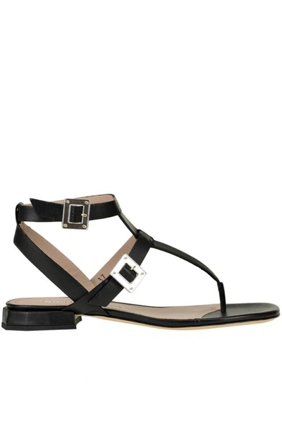 Alberto Gozzi Leather Sandals In Black