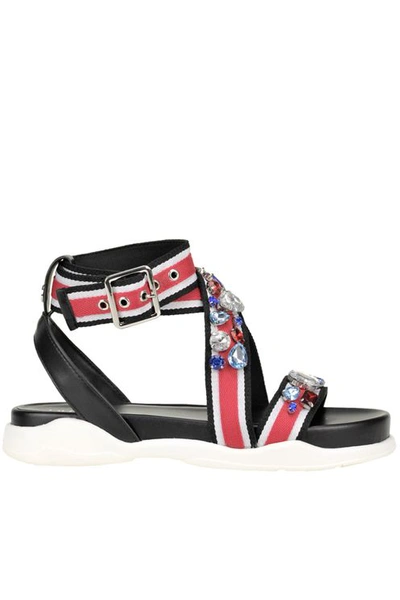 Liu •jo Embellished Canvas Sandals In Multi