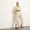 Sandro Uno Pleated Cotton And Linen-blend Twill Jumpsuit In Beige