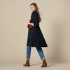 Sandro Trench Coat With Pleated Inset In Navy Blue