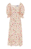 LUISA BECCARIA FLORAL-PRINT COTTON-LACE MIDI DRESS,785467