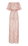 LUISA BECCARIA OFF-THE-SHOULDER FLORAL-PRINT CHIFFON JUMPSUIT,785474