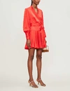 Zimmermann Silk Wrap Mini Dress In Jaffa