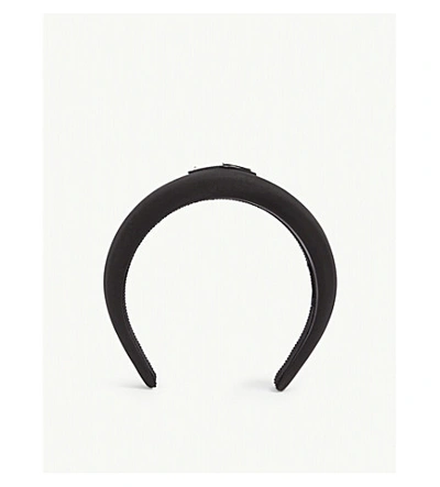 Prada Women's Cerchietto Wide Padded Satin Headband In Black