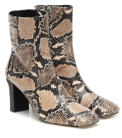 Aeyde 75mm Billy Snake Print Leather Boots In Brown