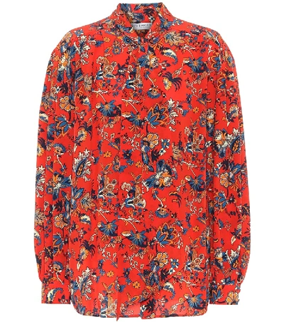 Givenchy Floral-print Pussy-bow Blouse In Red