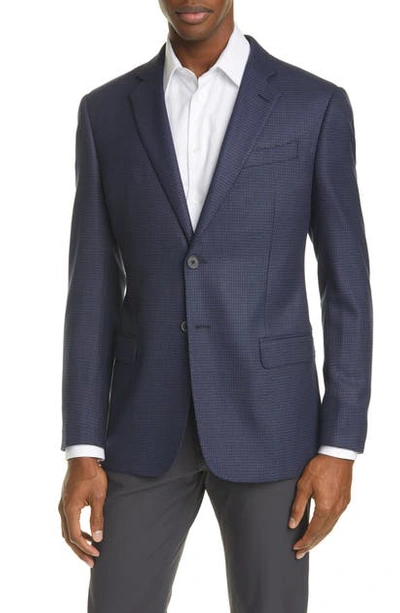 Emporio Armani G Line Trim Fit Houndstooth Stretch Sport Coat In Navy