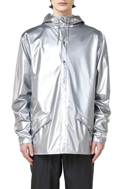 Rains Lightweight Hooded Rain Jacket In Silver