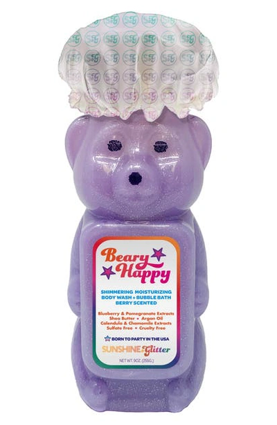 Sunshine & Glitter Kids' Beary Happy Shimmering Body Wash & Bubble Bath In Purple