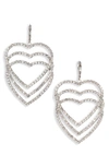 Cristabelle Crystal Open Heart Drop Earrings In Crystal/ Rhodium