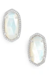 Kendra Scott Ellie Oval Stud Earrings In Rhodium/ Ivory Mop