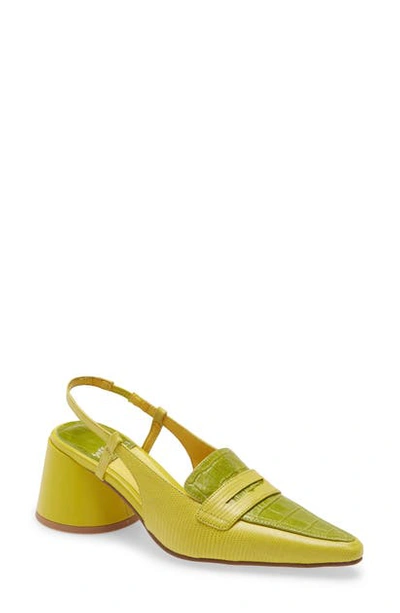 Jeffrey Campbell Ferway Slingback Loafer Pump In Green Exotic Combo