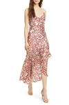 ALICE AND OLIVIA GINGER LEAF PRINT HIGH/LOW SILK BLEND DRESS,CC003B36534