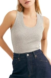 Free People Scoop Neck Tank In Heather Grey