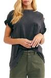 Free People Rubi Ripped Pocket T-shirt In Dragon Berry