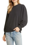 The Great The Pleat Sleeve Sweatshirt In Almost Black
