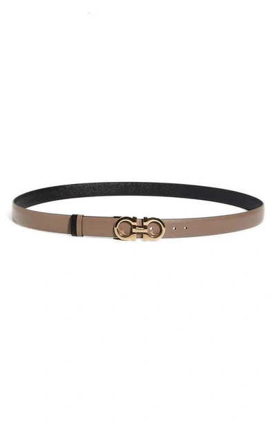 Ferragamo Reversible Gancini Calfskin Leather Belt In Caraway Seed