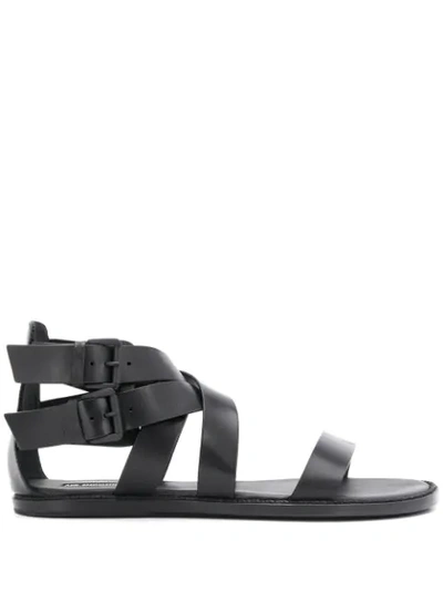 Ann Demeulemeester Leather Sandals W/ Buckles In Black