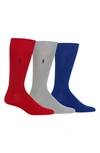 Polo Ralph Lauren Super Soft Flat Knit Socks - Pack Of 3 In Red
