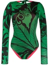 La Doublej Two-tone Printed Surf Swimsuit In Marea Verde