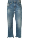 R13 Boy Straight Cropped Frayed Mid-rise Straight-leg Jeans In Blue
