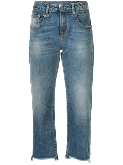 R13 Boy Straight Cropped Frayed Mid-rise Straight-leg Jeans In Jasper With Rips