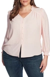 1.state Trendy Plus Size Sheer Windowpane Top In Ballet Rose