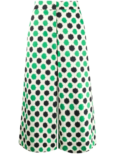 La Doublej Polka-dot Print Flared-leg Culottes In Pom Pom