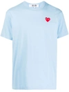 Comme Des Garçons Play Heart Patch T-shirt Baby Blue Cotton T-shirt With Big Heart Patch In Blue