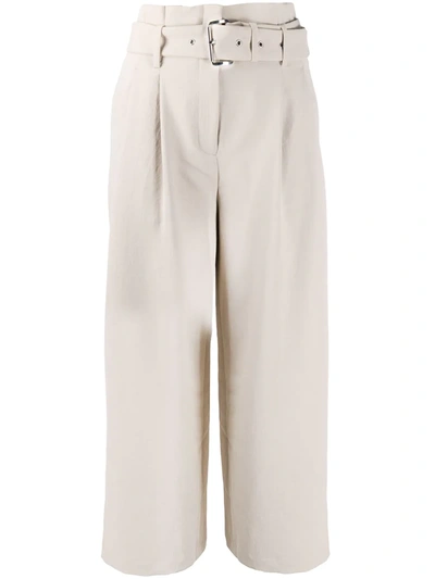 Michael Michael Kors Cropped Belted Trousers In Neutrals