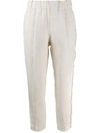 BRUNELLO CUCINELLI BRASS-EMBELLISHED CROPPED TROUSERS