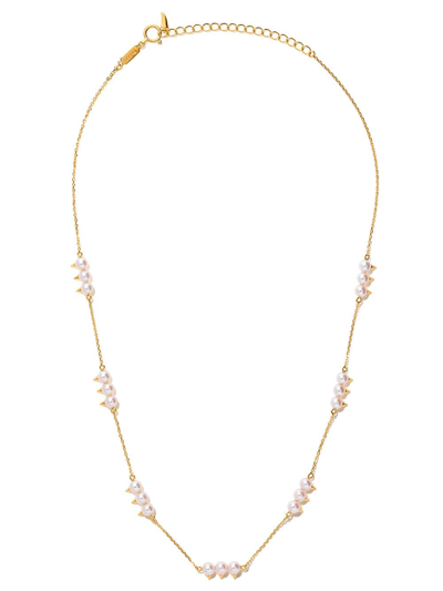 Tasaki 18kt Yellow Gold Danger Neo Collection Line Akoya Pearl Necklace In Metallic