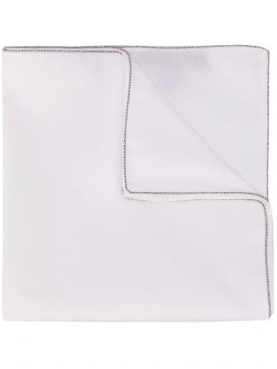 Lady Anne Metallic Trim Pocket Square In White