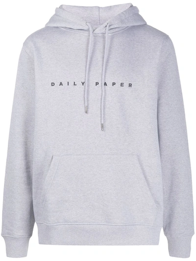 Daily Paper Drawstring Logo Embroidered Hoodie In Grey